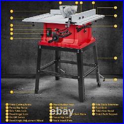 10 15A Table Saw Electric Cutting Machine Steel Tabletop Woodwork Stand 5000RPM