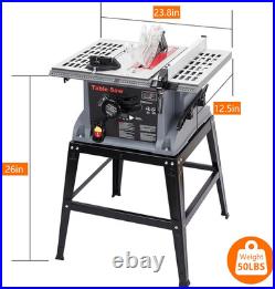 10In Table Saw, 1800W 5000RPM Portable Table Saw with Stand & Safety Switch, Pus