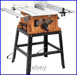 10Inch Table Saw, 15A & 5000RPM Portable Table Saw with Stand & Safety Switch, P