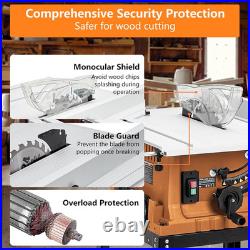 10Inch Table Saw, 15A & 5000RPM Portable Table Saw with Stand & Safety Switch, P