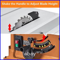 10Inch Table Saw, 15A & 5000RPM Portable Table Saw with Stand & Safety Switch, P