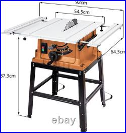 10Inch Table Saw, 15A & 5000RPM Portable Table Saw with Stand & Safety Switch, P
