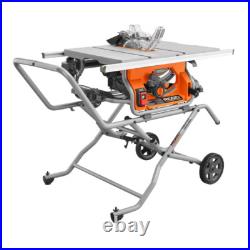 10in Pro Jobsite Table Saw with Stand Blade Guard Assembly Rip Fence Miter Gauge