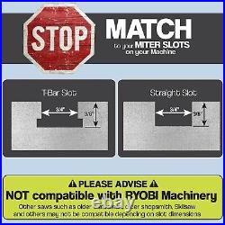 Adjustable Miter Gauge with UHMW Slick Base & Secure NoPlay Expandable Glides