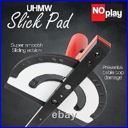 Adjustable Miter Gauge with UHMW Slick Base & Secure NoPlay Expandable Glides