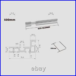 Aluminum 75mm Telescoping Router Fence T-Track Table Saw Woodworking Slot Track