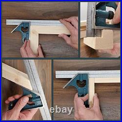 Combination Square Set with Protractor, Woodworking Square, Carpenter Square