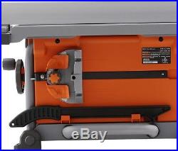 Compact Table Saw 15 Amp 10 in. Dual-locking Rip Fence Portable Wheels Rigid
