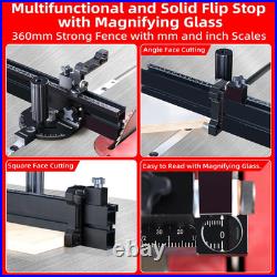 Compact Table Saw Miter Gauge with 360mm Fence and Flip Stop for Woodworking
