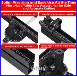 Compact Table Saw Miter Gauge with 360mm Fence and Flip Stop for Woodworking