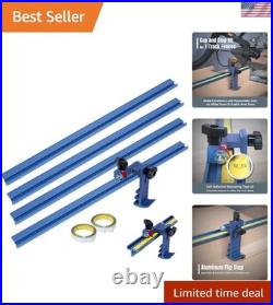 Complete T-Track Fence System with Adjustable Flip Stop for Precision Cuts