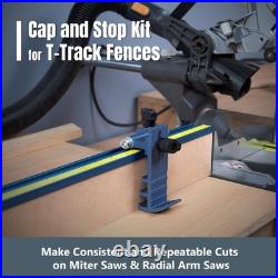 Complete T-Track Fence System with Adjustable Flip Stop for Precision Cuts