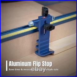 Complete T-Track Fence System with Adjustable Flip Stop for Precision Cuts
