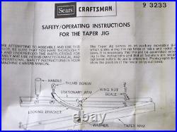 Craftsman 10 Table Saw 113.298240 Twist-Lock Rip Fence 62773 With9-3233 Taper Jig