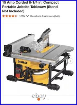 DEWALT DWE7485 8-1/4 Compact Jobsite Table Saw 15 Amp 5800 RPM Rack Pinion Fenc