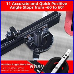 GOINGMAKE Compact Table Saw Miter Gauge 360mm Fence Flip Stop Fits 3/4x3/8