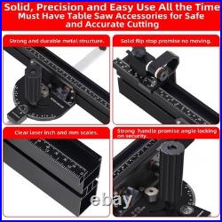 GOINGMAKE Compact Table Saw Miter Gauge 360mm Fence Flip Stop Fits 3/4x3/8