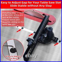 GOINGMAKE Compact Table Saw Miter Gauge 360mm Fence Flip Stop Fits 3/4x3/8