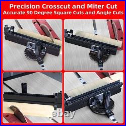 GOINGMAKE Compact Table Saw Miter Gauge 360mm Fence Flip Stop Fits 3/4x3/8