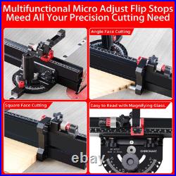 GOINGMAKE Table Saw Miter Gauge with Micro Adjust Flip Stop and Extentable Fence