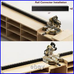 Miter Saw Fence System with Adjustable Flip Stop 68 Expandable Aluminum Track