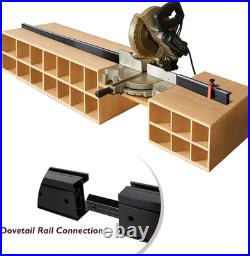 Miter Saw Fence System with Adjustable Flip Stop 68 Expandable Aluminum Track
