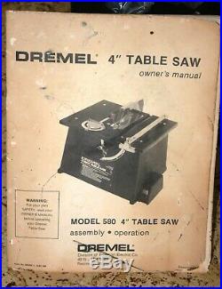 New, No Box Dremel 580-2 4 Table Saw, With Manual, Guide, Fence, Accessories Bag