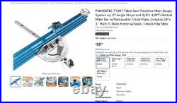 POWERTEC 71391 Table Saw Precision Miter Gauge System with T-Track Fence & Stop-OB