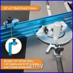 POWERTEC 71391V Precision Table Saw Miter Gauge System with T-Track Fence