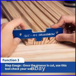 POWERTEC Router Setup Blocks Woodworking 7PC Set, Router Depth Gauge, Aluminum