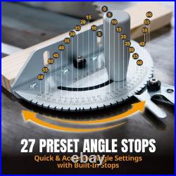POWERTEC Universal Table Saw Miter Gauge and Aluminum Miter Bar, 27 Angle Sto