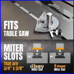POWERTEC Universal Table Saw Miter Gauge and Aluminum Miter Bar, 27 Angle Sto