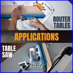 POWERTEC Universal Table Saw Miter Gauge and Aluminum Miter Bar, 27 Angle Sto