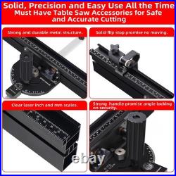 Portable Table Saw Miter Gauge 18 Fence Multifunction Flip Stop Woodworking