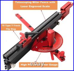 Precision Aluminum Miter Gauge with Repetitive Cut Stop Max Stock Support