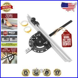 Precision Miter Gauge Aluminum Fence 45° Ends Flip Stop Woodworking
