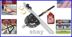 Precision Miter Gauge Aluminum Fence 45° Ends Flip Stop Woodworking