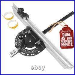 Precision Miter Gauge Aluminum Fence 45° Ends Flip Stop Woodworking