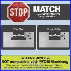 Precision Miter Gauge Aluminum Fence 45° Ends Flip Stop Woodworking