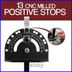 Precision Miter Gauge Aluminum Fence 45° Ends Flip Stop Woodworking