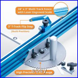 Precision Miter Gauge System with T-Slot Bar & Multi T-Track Fence