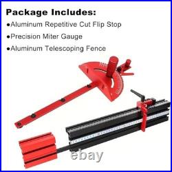 Precision Table Saw Miter Gauge 500mm Aluminum Fence Flip Stop 27 Angle Stops