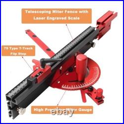 Precision Table Saw Miter Gauge 500mm Aluminum Fence Flip Stop 27 Angle Stops