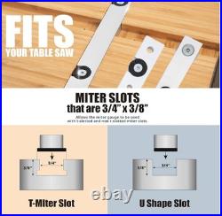 Precision Table Saw Miter Gauge System With 27 Angle Stops and 3/4 X 3/8 T-Slott