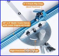 Precision Table Saw Miter Gauge System With 27 Angle Stops and 3/4 X 3/8 T-Slott