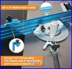 Precision Table Saw Miter Gauge System With 27 Angle Stops and 3/4 X 3/8 T-Slott