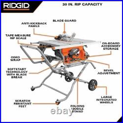 RIGID R4514 15 Amp 10 in. Portable Corded Pro Jobsite Table Saw With Stand