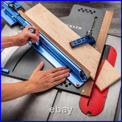Rockler Deluxe Table Saw Crosscut Sled Telescoping Fence Flip Stop Woodworking