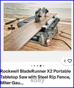 Rockwell BladeRunner X2 Corded Portable Table Saw with Steel Rip Fence, Miter