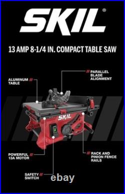 SKIL 13A Compact Corded Table Saw 24.5 Inch Rip Capacity Rack and Pinion Fence